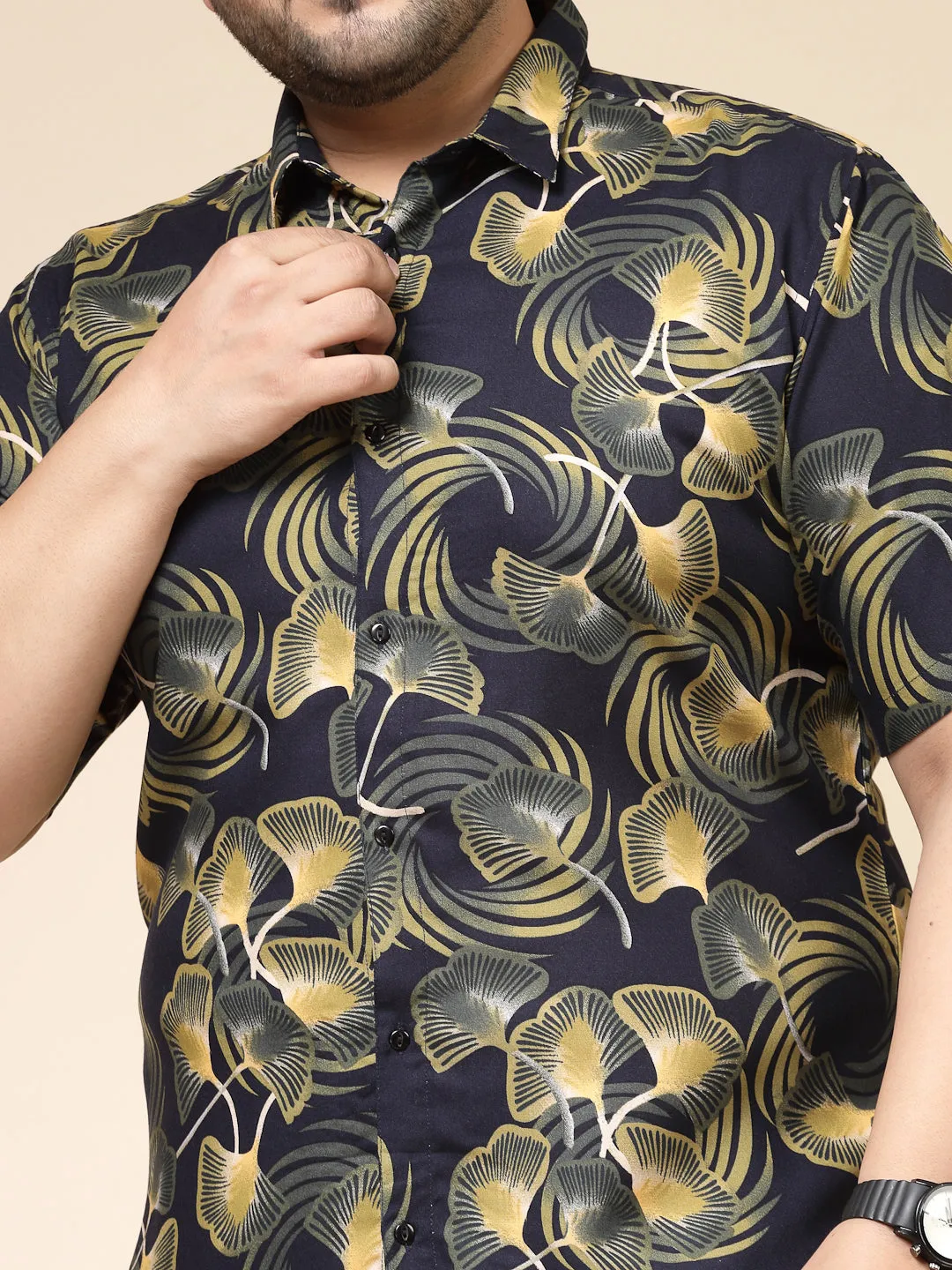 Foliage Print Yoke Detail Shirt