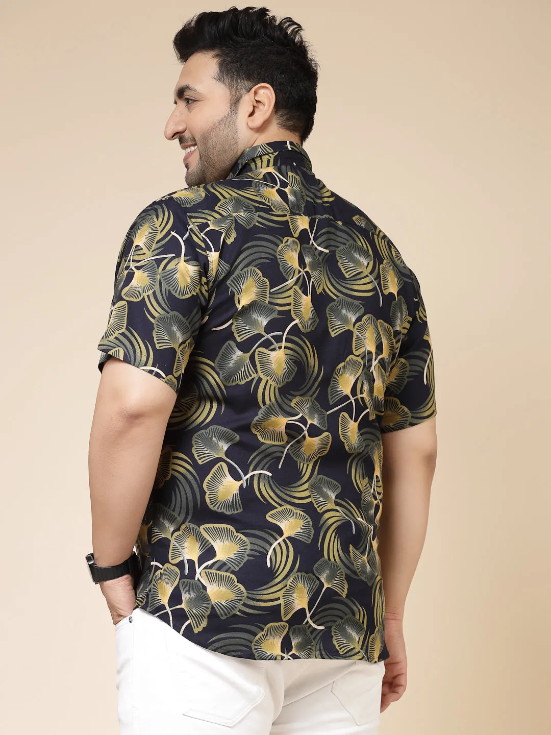 Foliage Print Yoke Detail Shirt