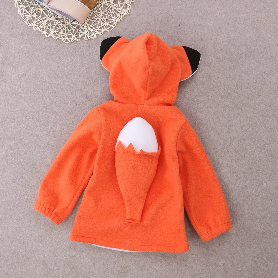 Fox Or Raccoon Fleece Hoodie with Tail Unisex