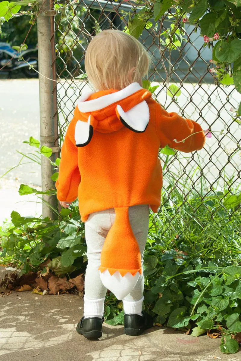 Fox Or Raccoon Fleece Hoodie with Tail Unisex