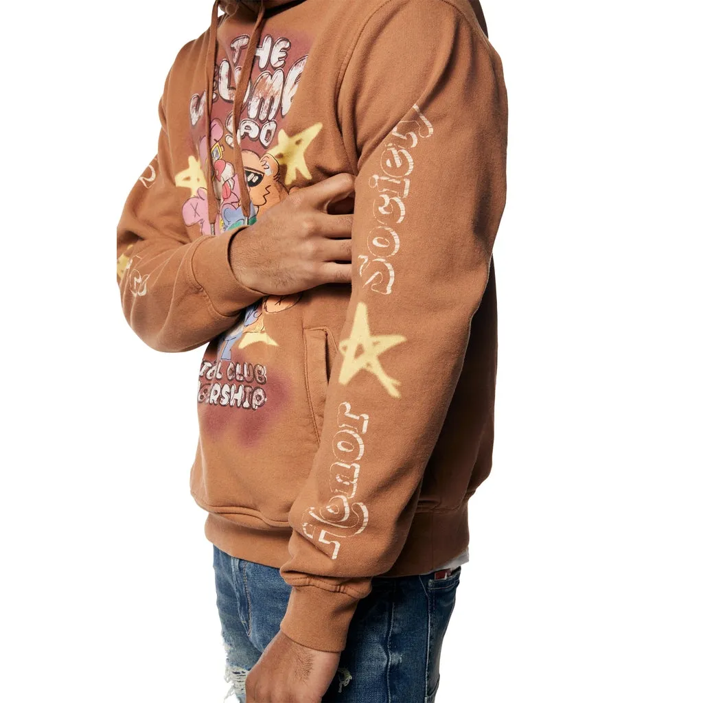 Fun French Terry Pullover Hoodie - Brown