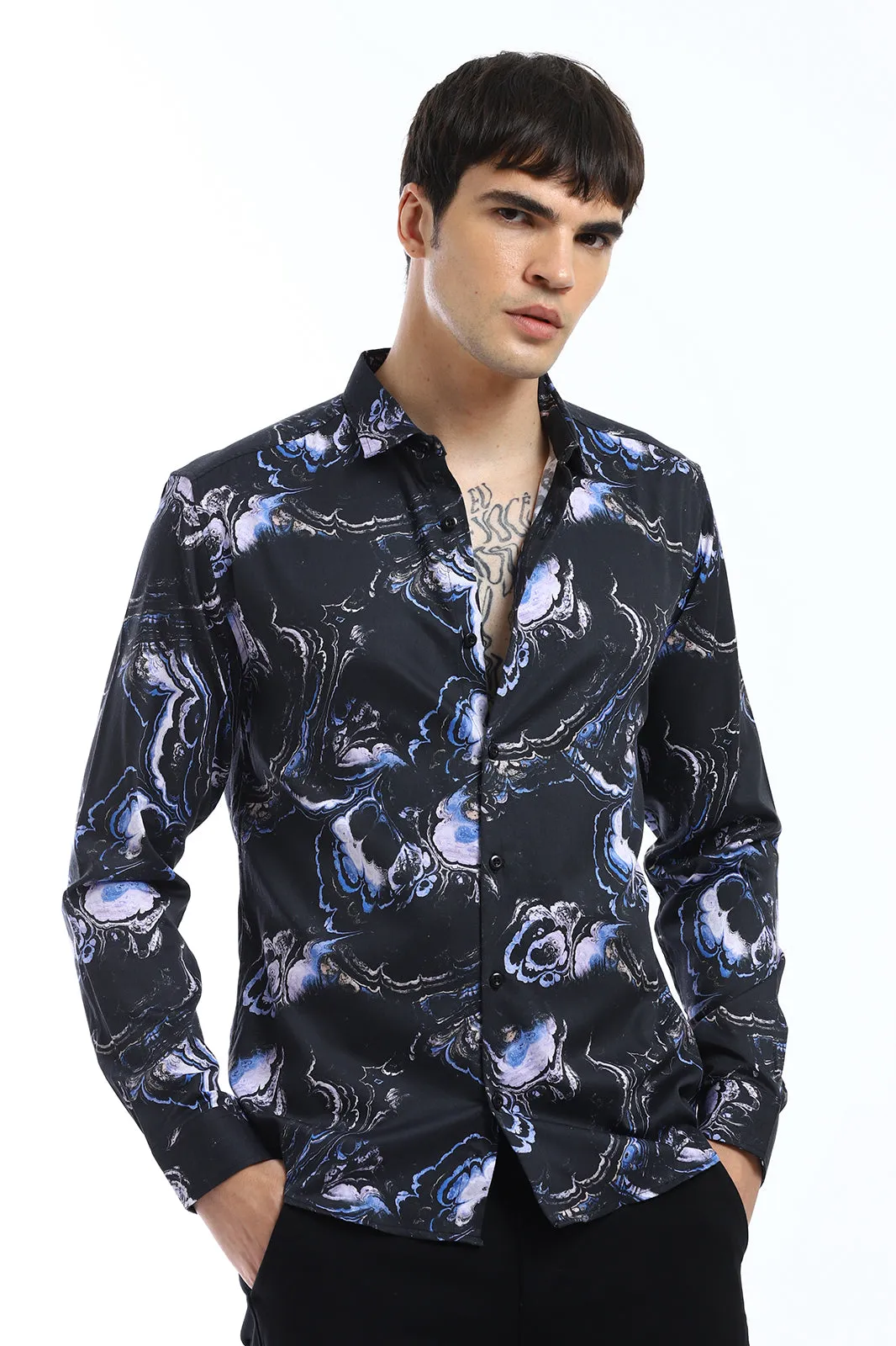 Galaxy Marble Printed Full Sleeve Shirt