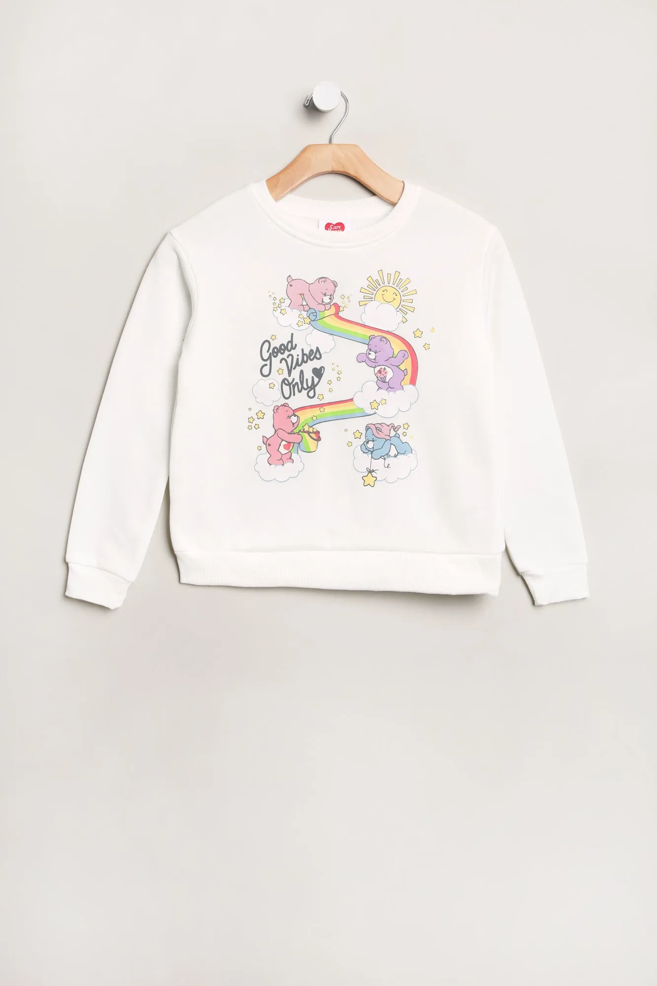 Girls' Care Bears Good Vibes Only Graphic Crew Neck Sweatshirt