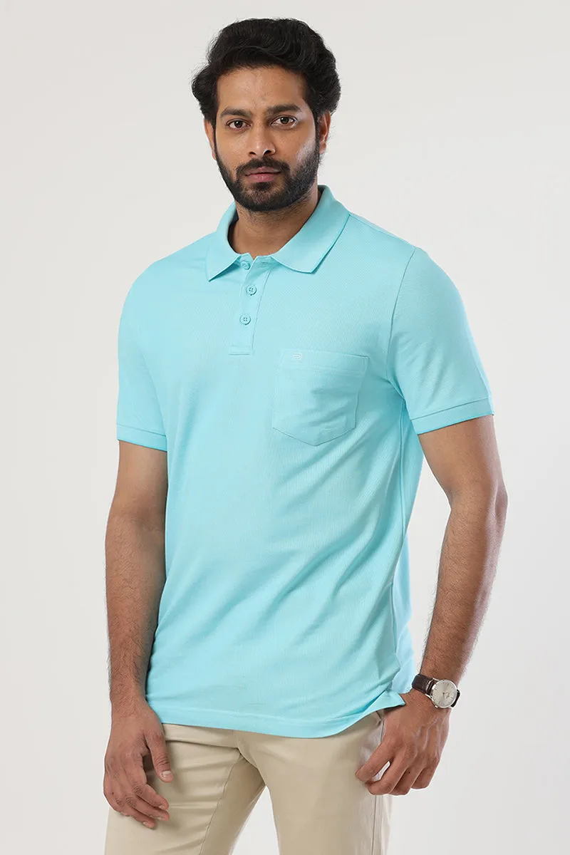 Golf Polo  -  Turquoise Blue T-Shirts For Men | Ariser