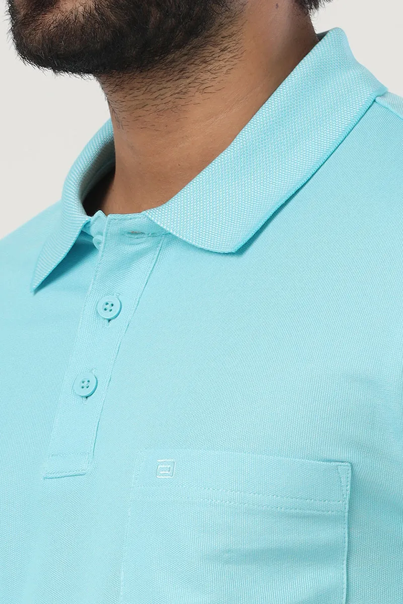 Golf Polo  -  Turquoise Blue T-Shirts For Men | Ariser