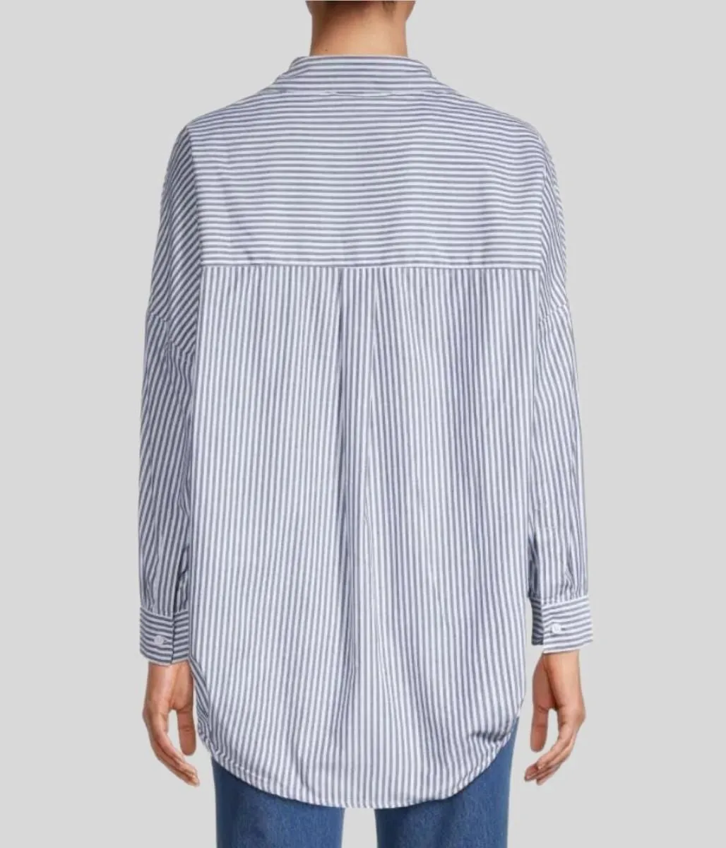 Grey Pinstripe Rhodes Popover Shirt