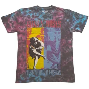 Guns 'n' Roses Adult T-Shirt - Use Your Illusion Album Artwork - Blue Tie Dye