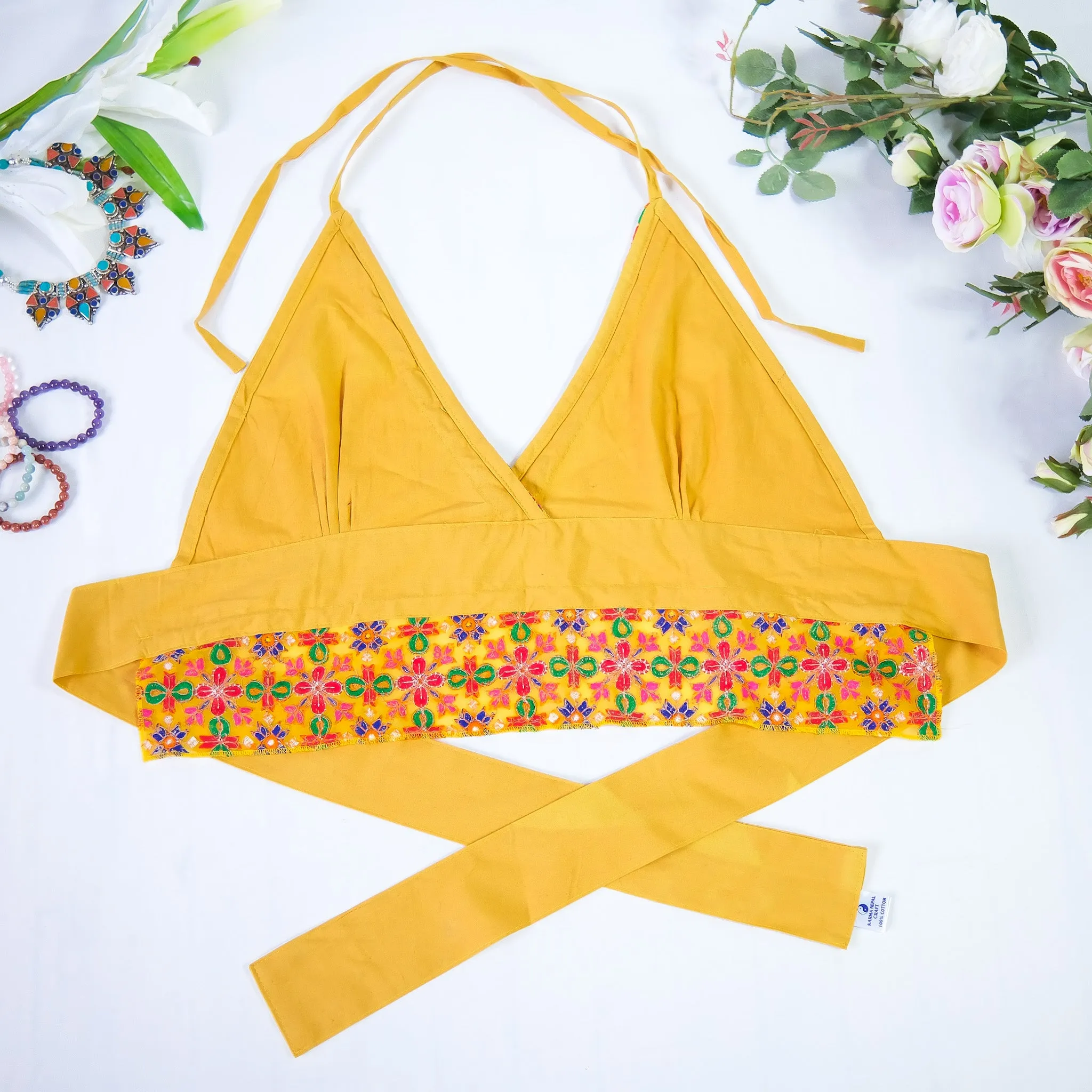 Hand Embroidery Cotton Halter Top