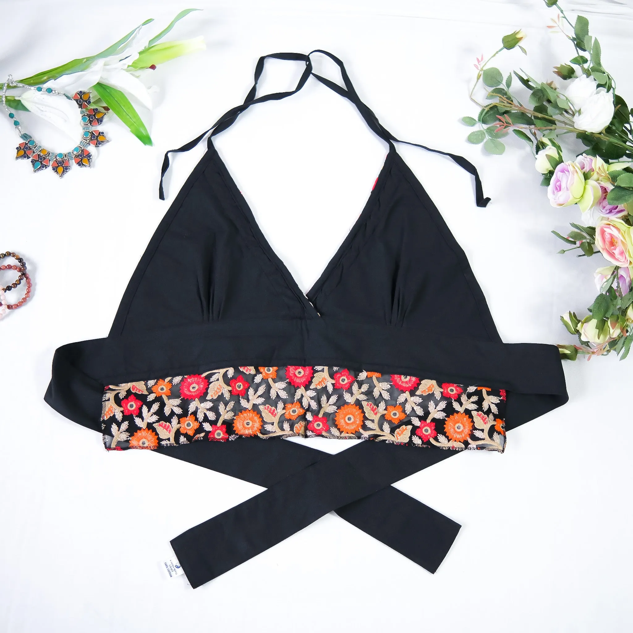 Hand Embroidery Cotton Halter Top