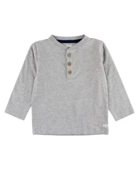 Heaher Gray Knit Long Sleeve Henley Tee