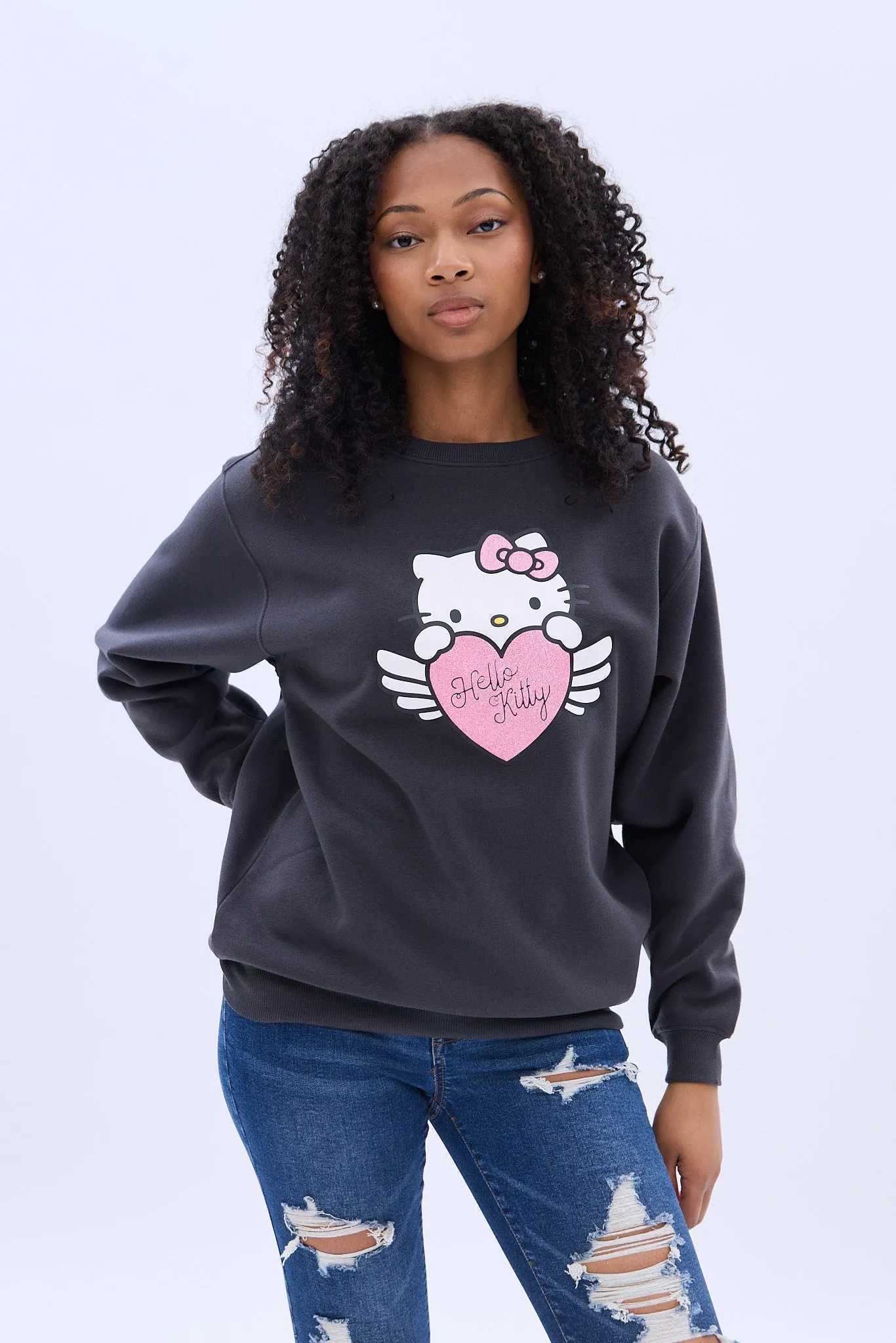 Hello Kitty Angel Graphic Crew Neck Sweatshirt