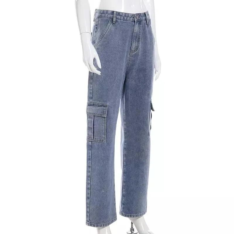 High Waisted Loose Pocket Jeans