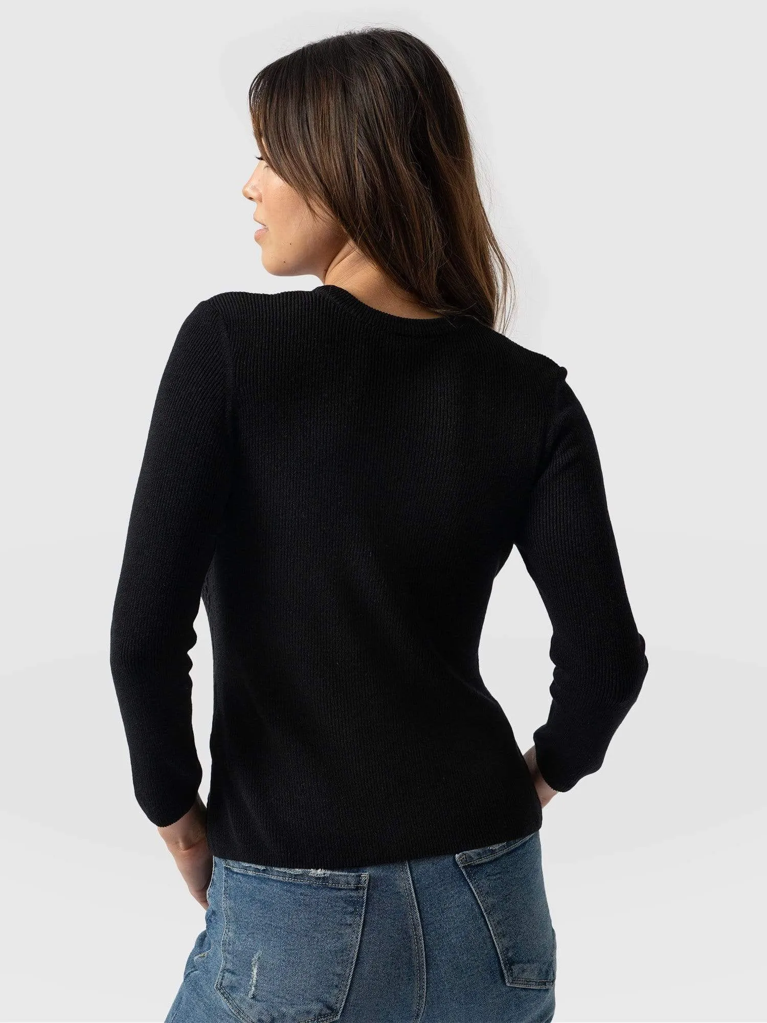 Honeycomb Rib Jumper - Black