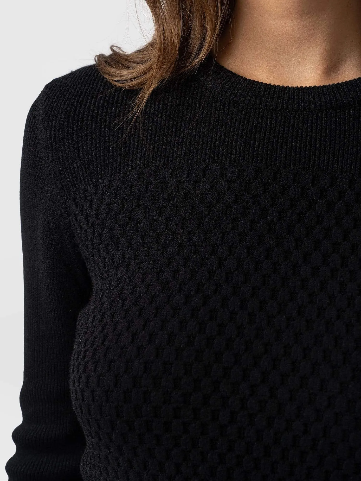 Honeycomb Rib Jumper - Black