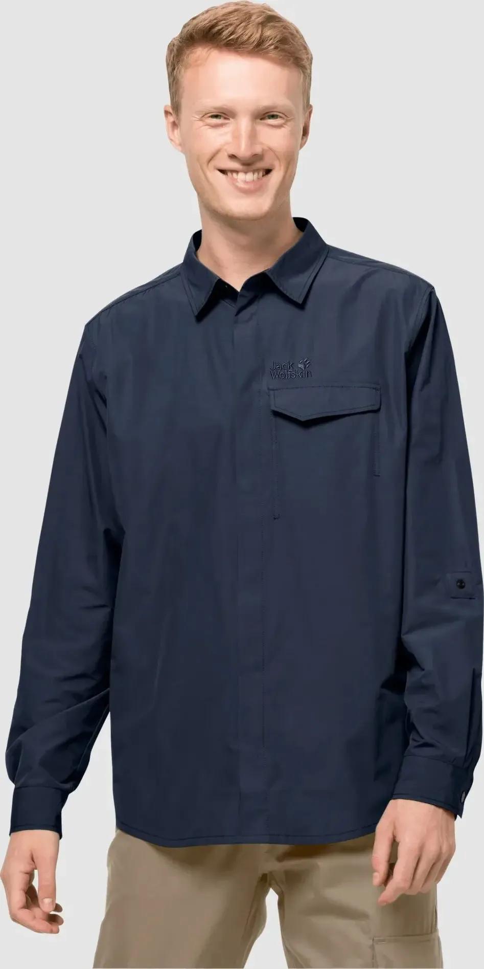 Jack Wolfskin Men&#x27;s Lakeside Roll-Up Shirt Night Blue | Buy Jack Wolfskin Men&#x27;s Lakeside Roll-Up Shirt Night Blue here | Outnorth