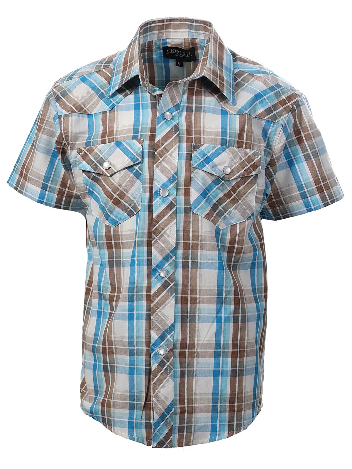 Kid's (4-7) Western Plaid Pearl Snap Shirt