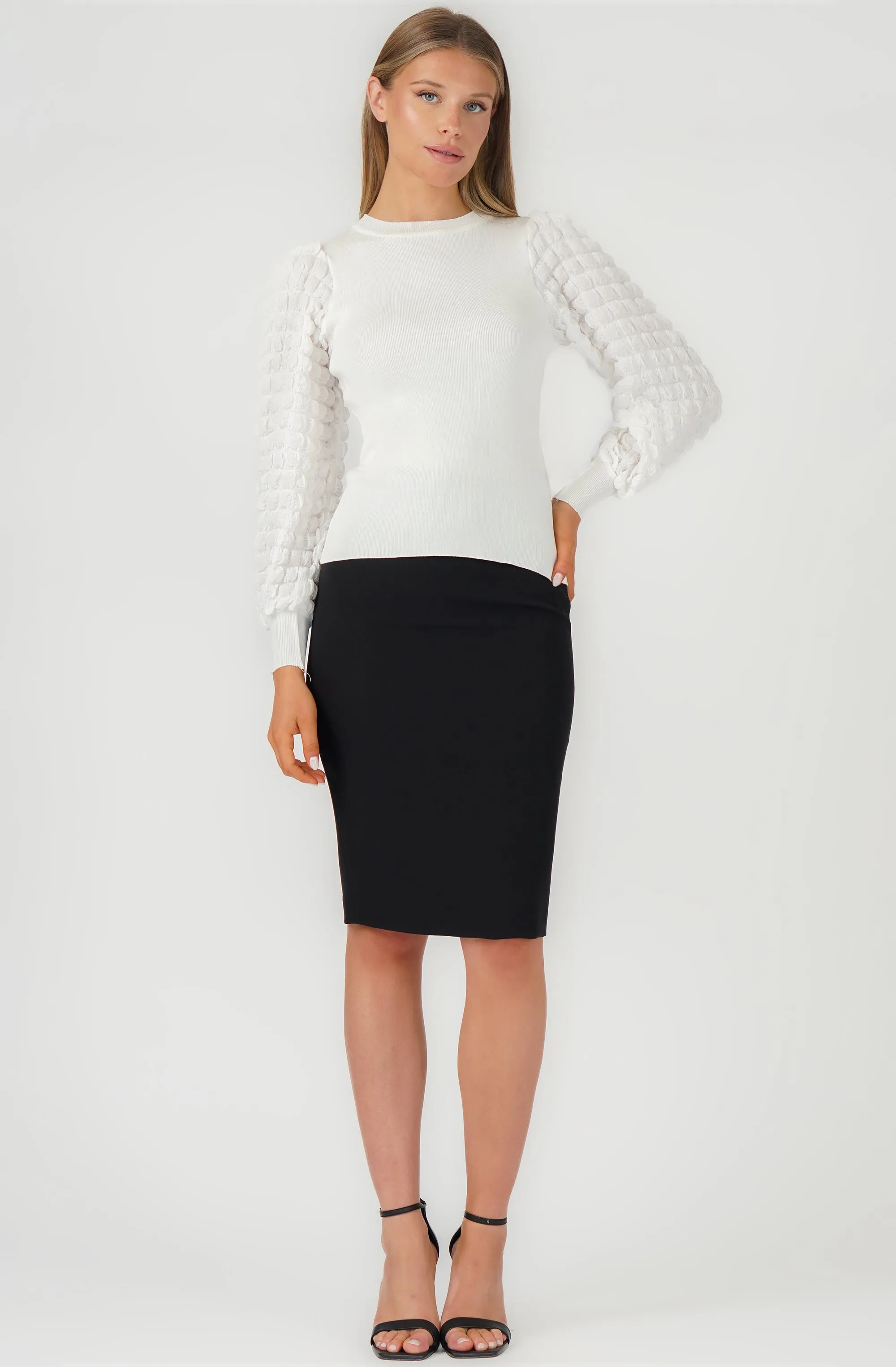 Knit Top with Textured Sleeves