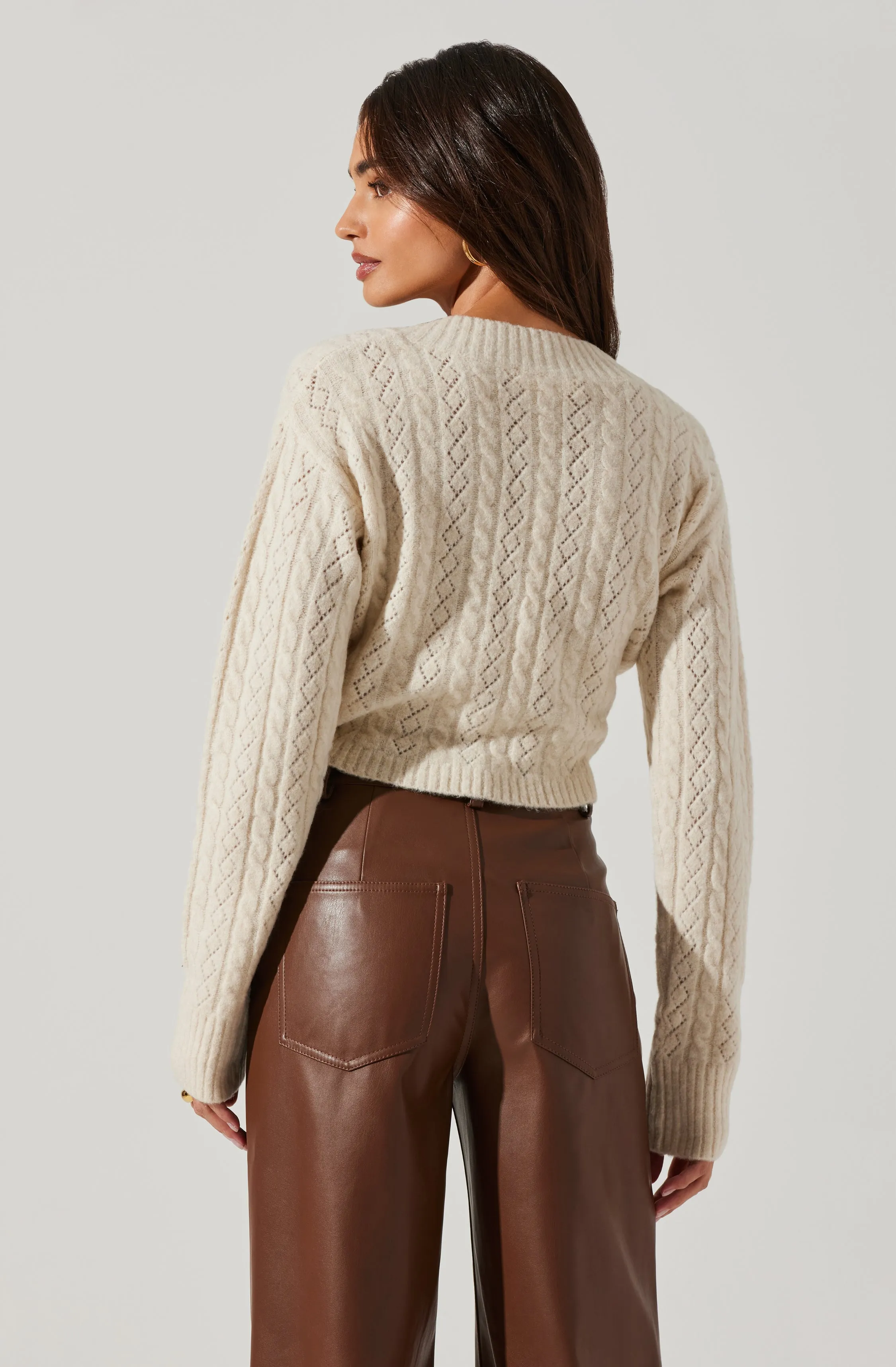 Knot Front Cropped Sweater