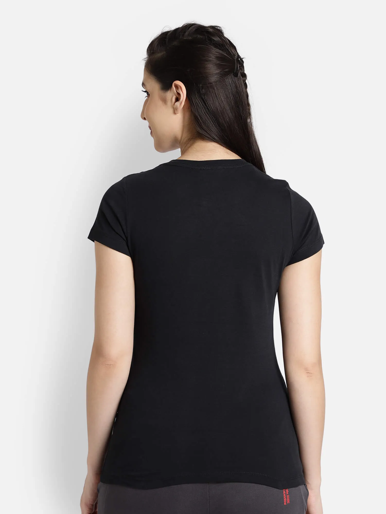 Kumin Women Cotton Black T-Shirt