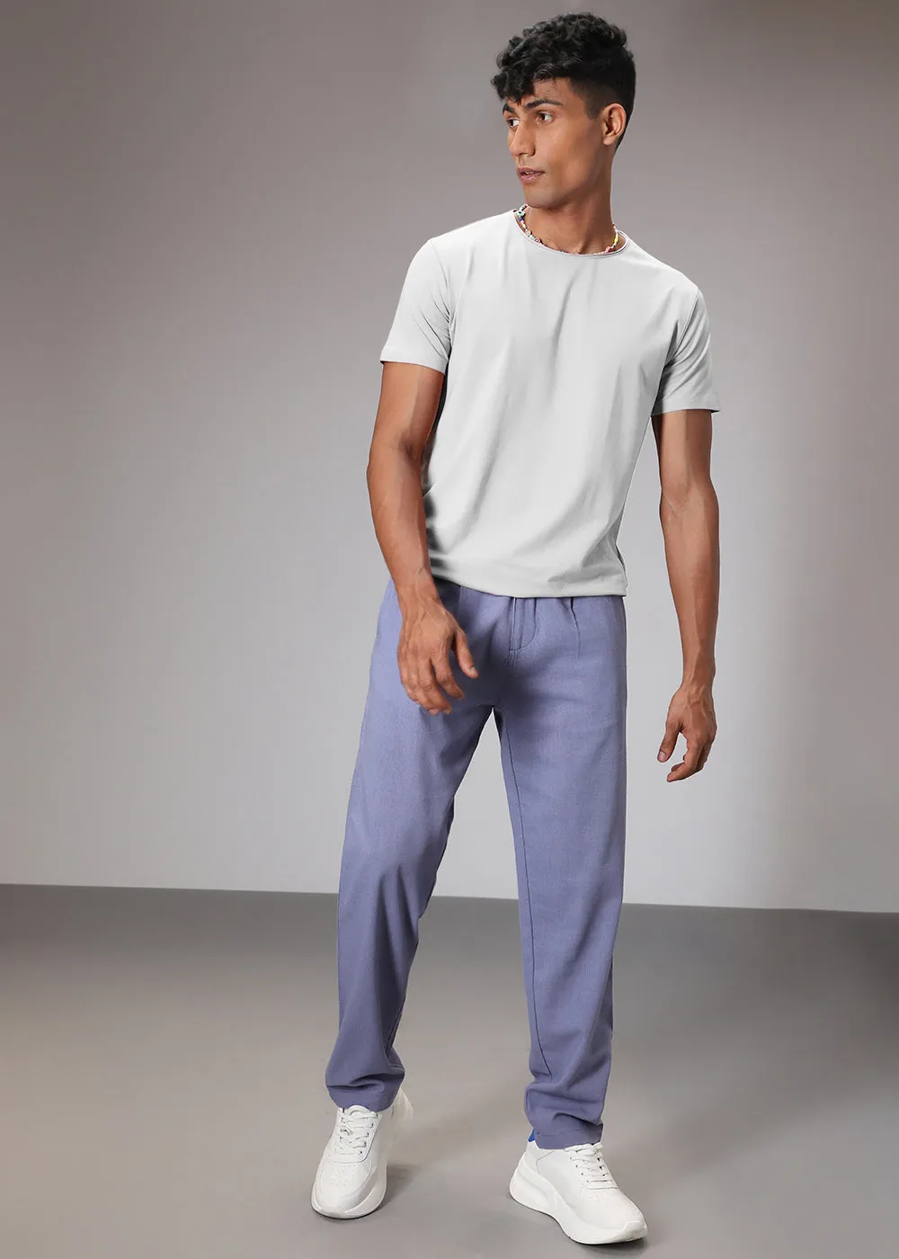 Lavender Comfort Fit Linen Pant