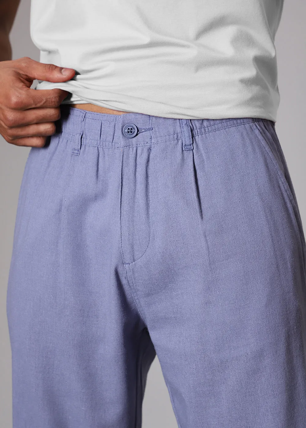 Lavender Comfort Fit Linen Pant