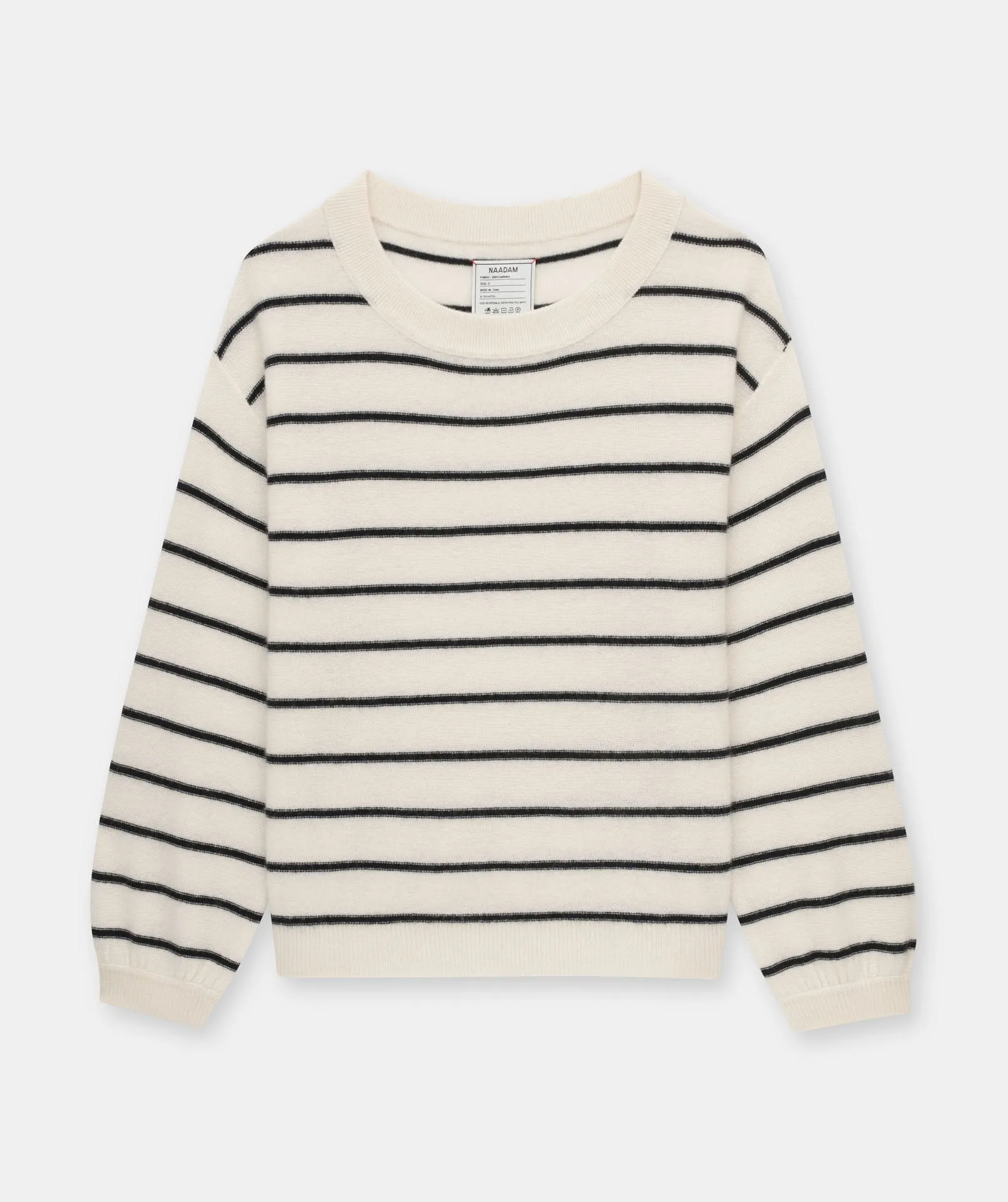 Lightweight Reversible Cashmere Striped Wide Neck Sweater