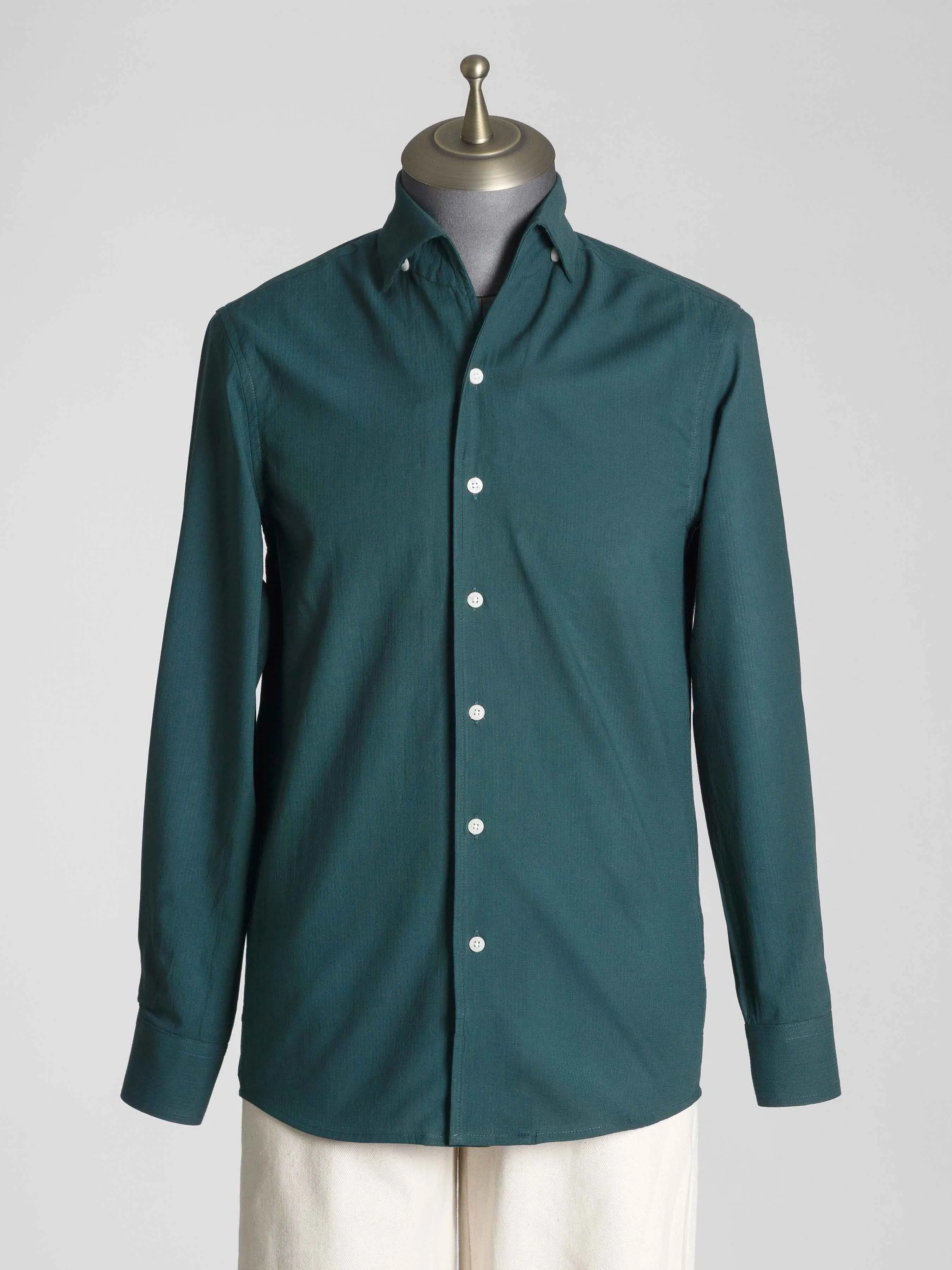 Luca Formal Shirt - Green One-Piece Collar