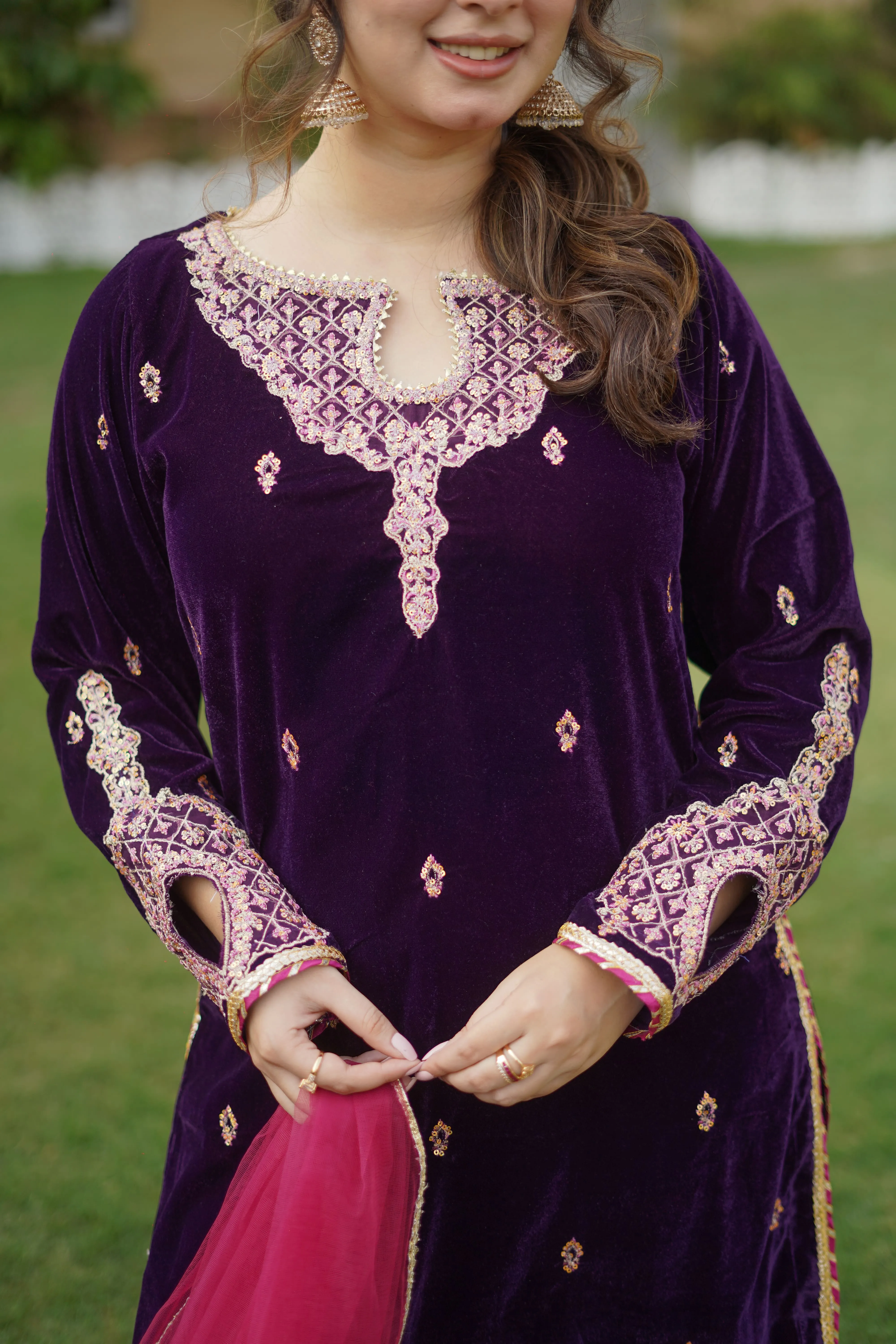 MAHEER 3 PC Velvet Dress Suit