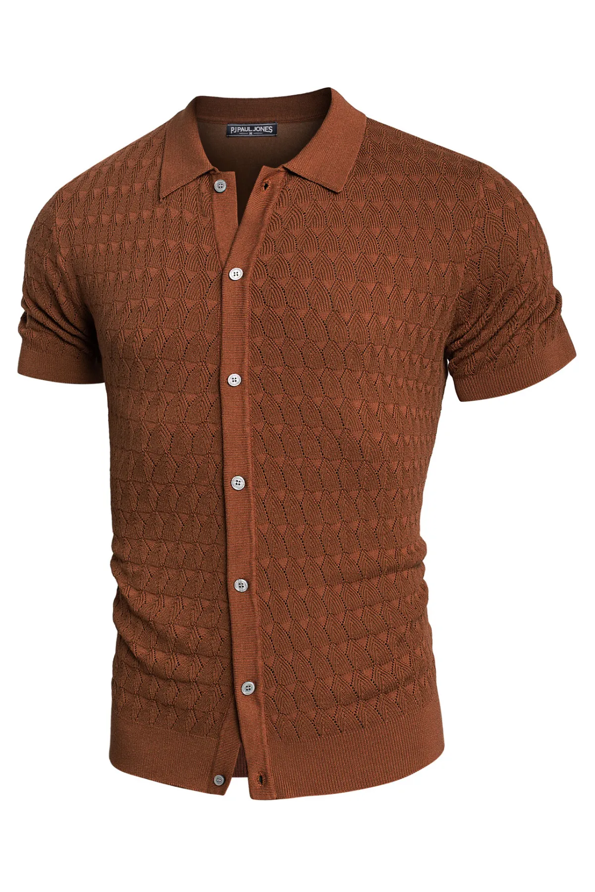 Men's Knit Polo Shirts Short Sleeve Cardigan Lightweight Casual Button Down Shirts Beach Tops