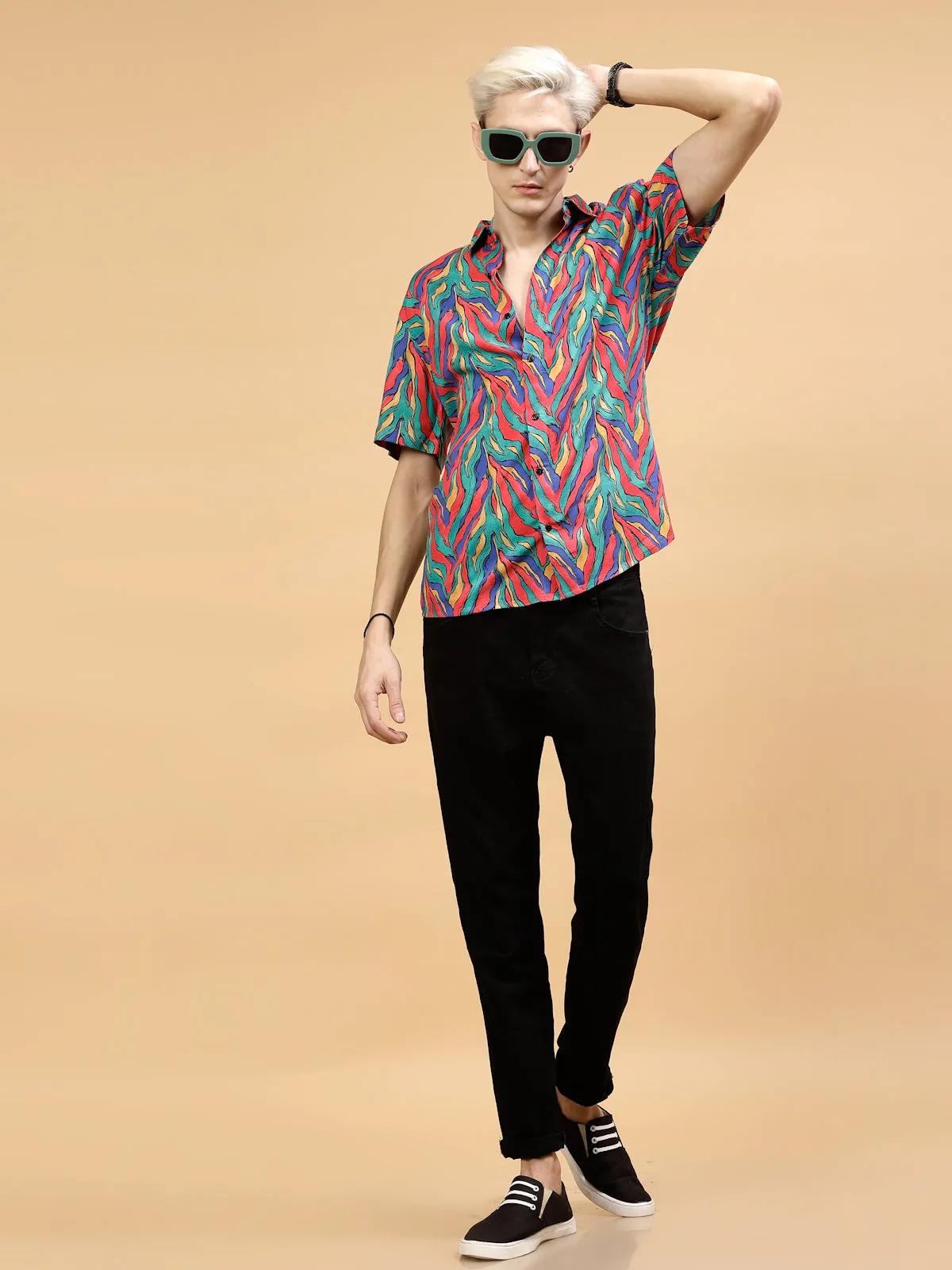 Men's Rayon Shirt All Over Abstract Print