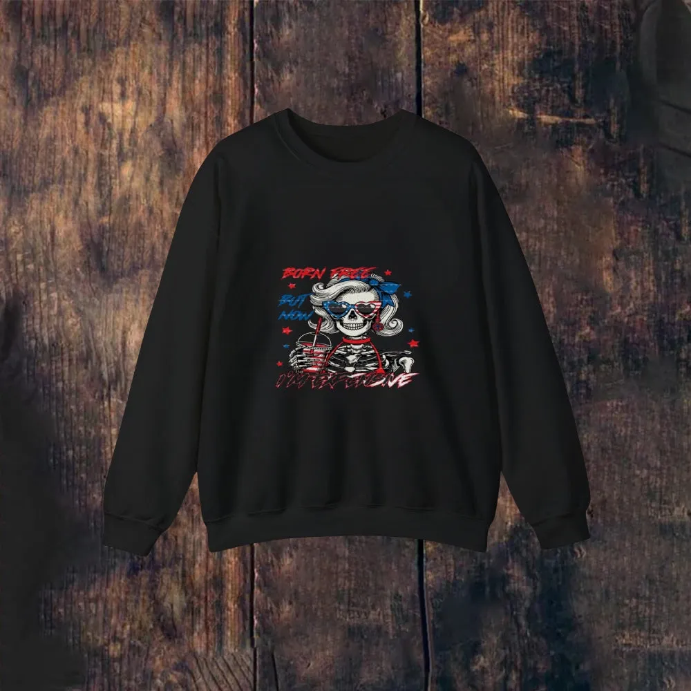 Mens Vintage American Flag Skull Long Sleeve Sweatshirt