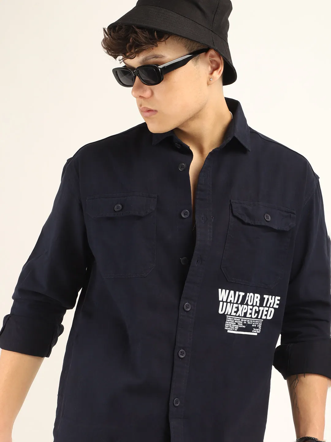 Navy Twill Solid Plain Shirt