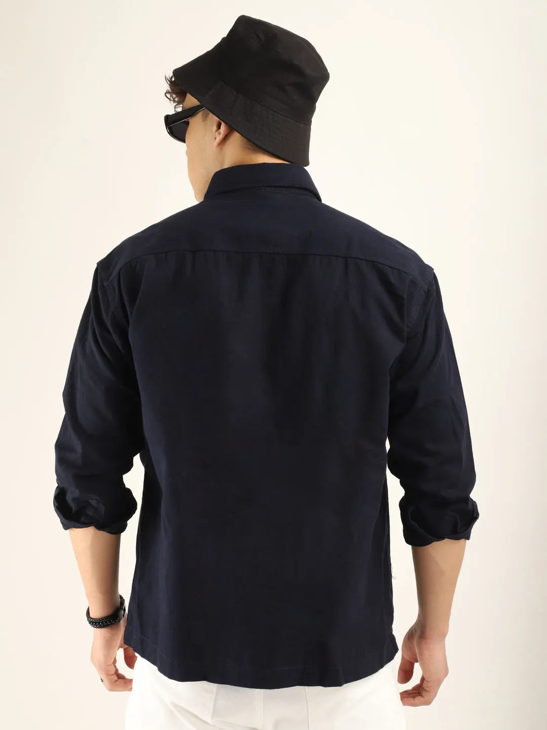 Navy Twill Solid Plain Shirt