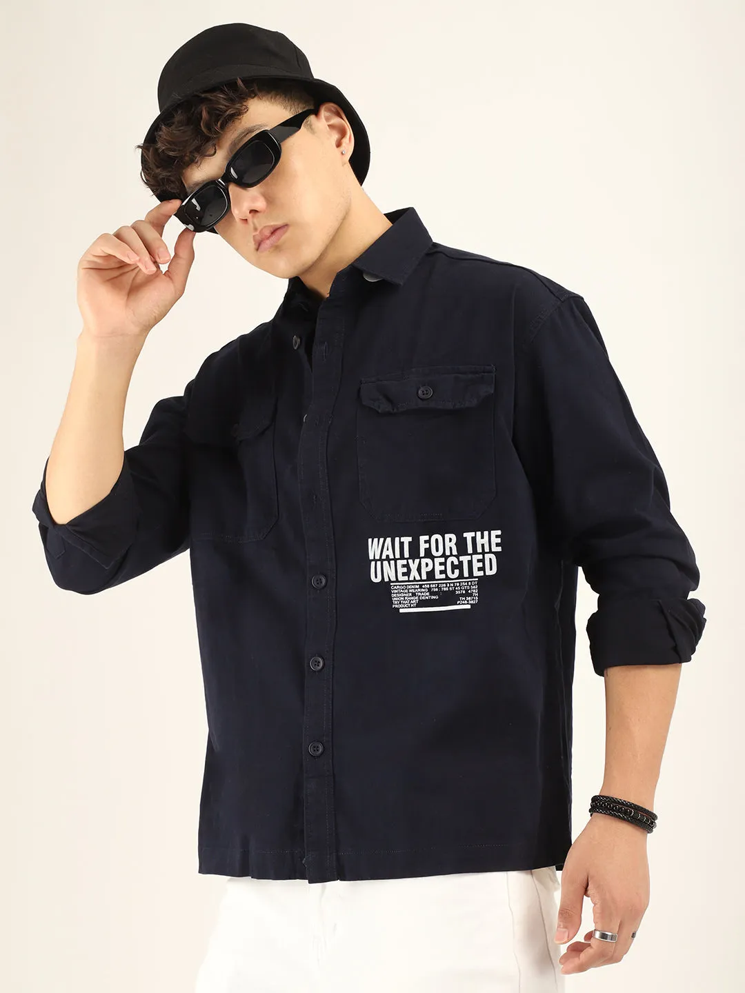 Navy Twill Solid Plain Shirt