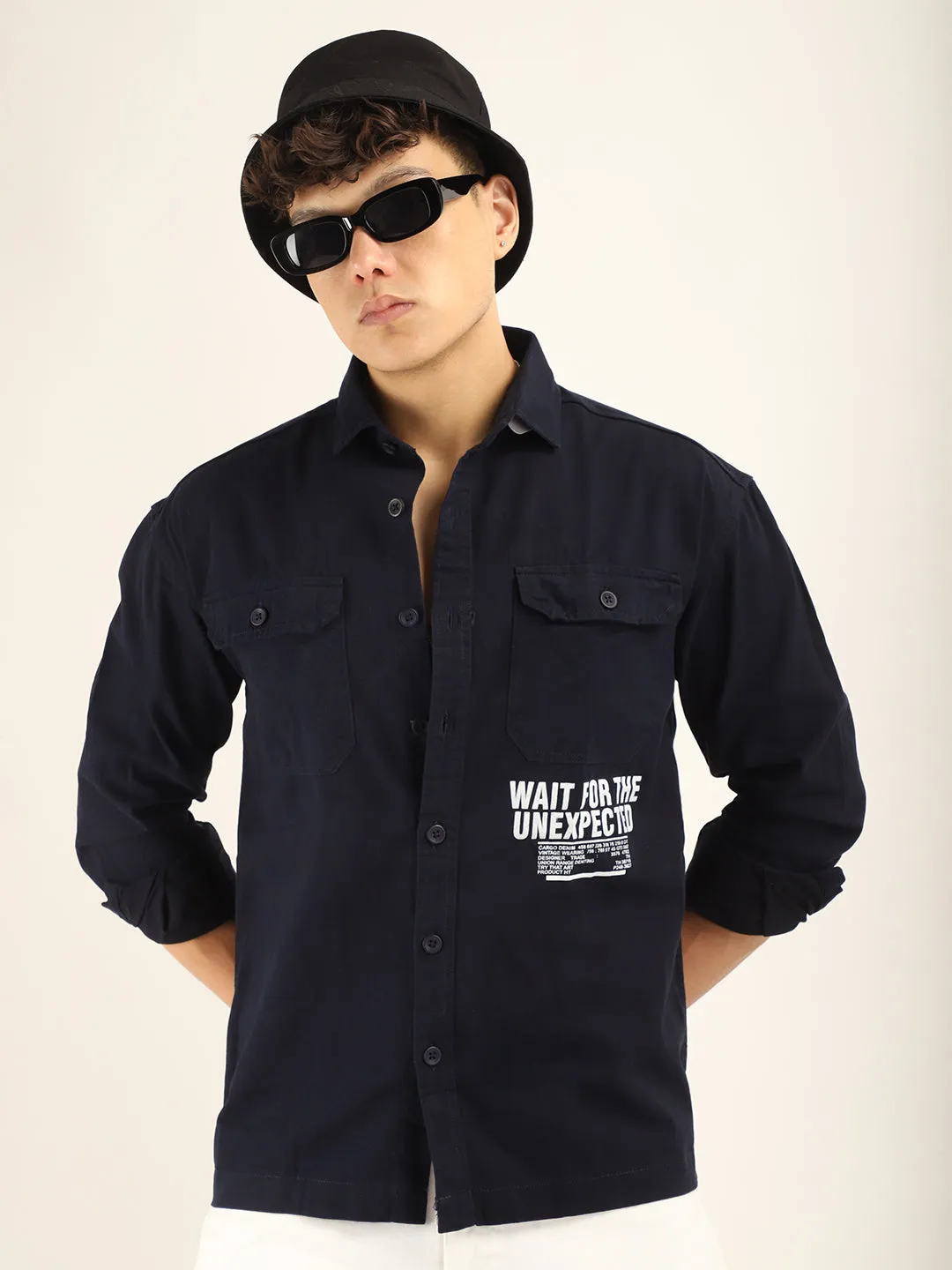 Navy Twill Solid Plain Shirt