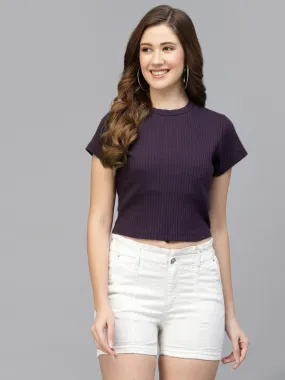 Odour Free Purple U Neck Crop Top For Women