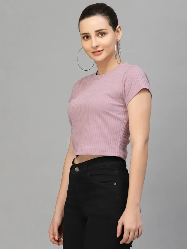 Odour Free Round Neck Fitted Women'S Crop Top