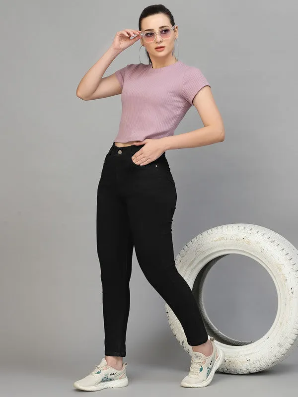 Odour Free Round Neck Fitted Women'S Crop Top