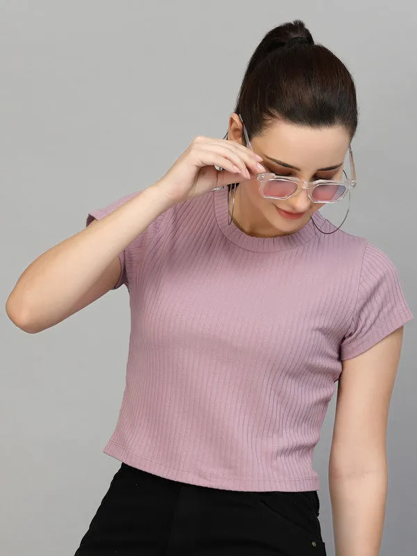 Odour Free Round Neck Fitted Women'S Crop Top