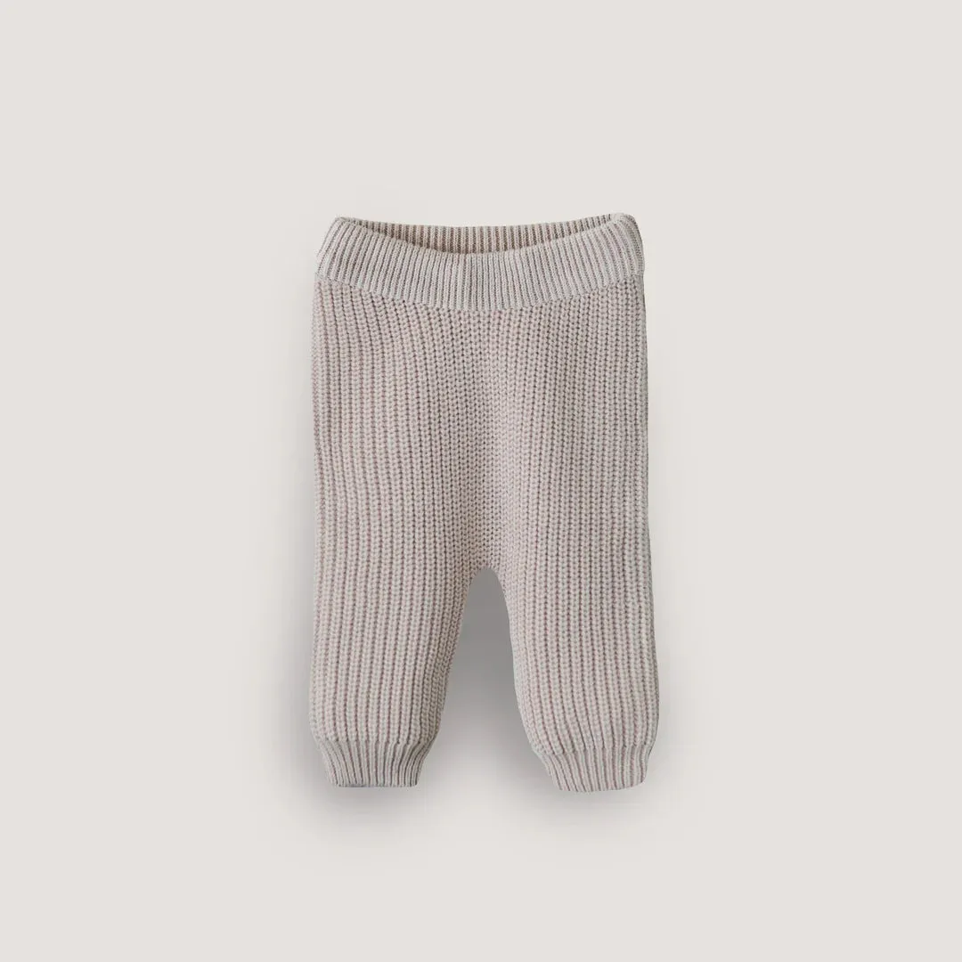 Organic Chunky Knit Pants in Beige