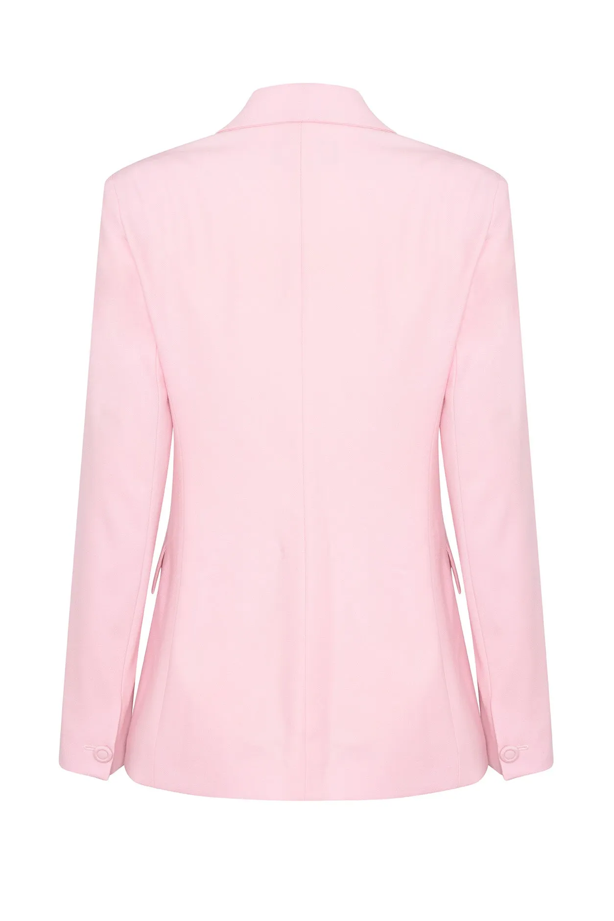 Pale Pink Wool Faille Double Breasted Blazer Jacket - Imogen