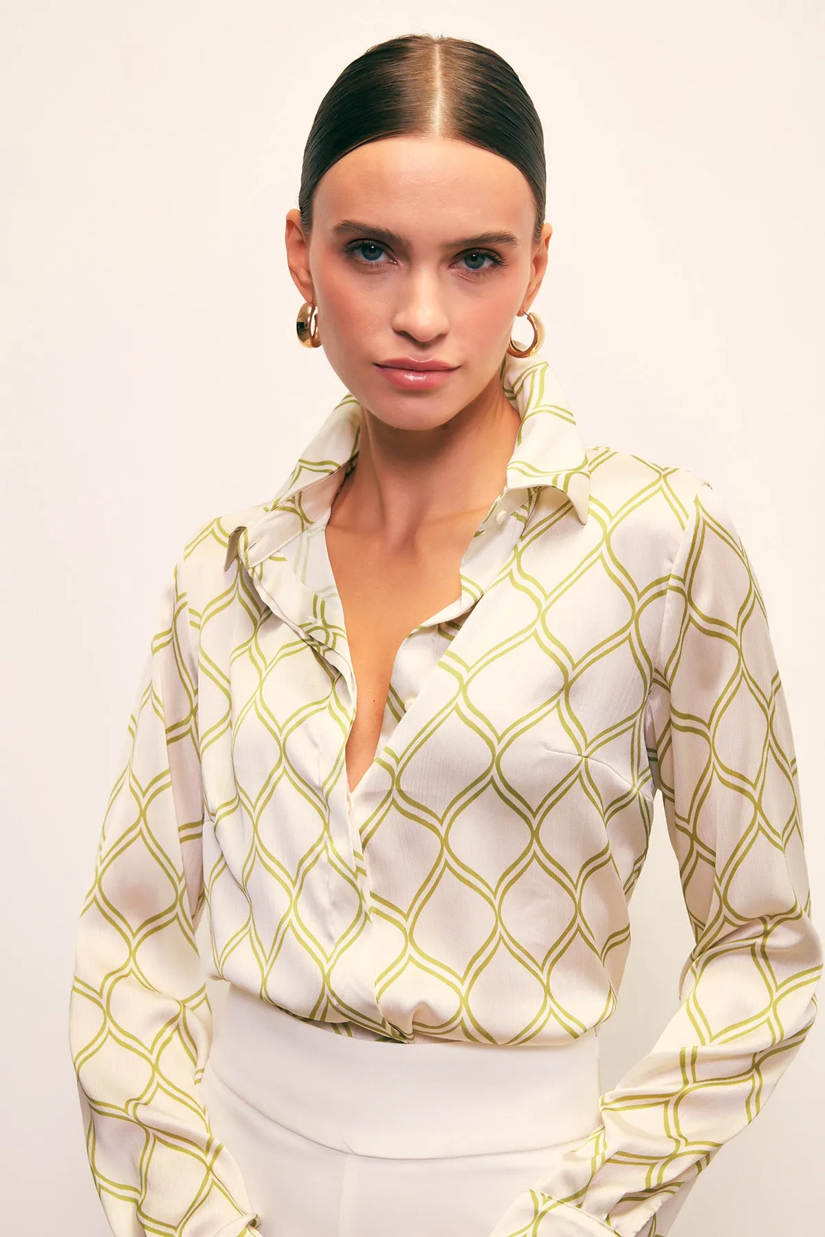 Patterned Classic Shirt - Beige