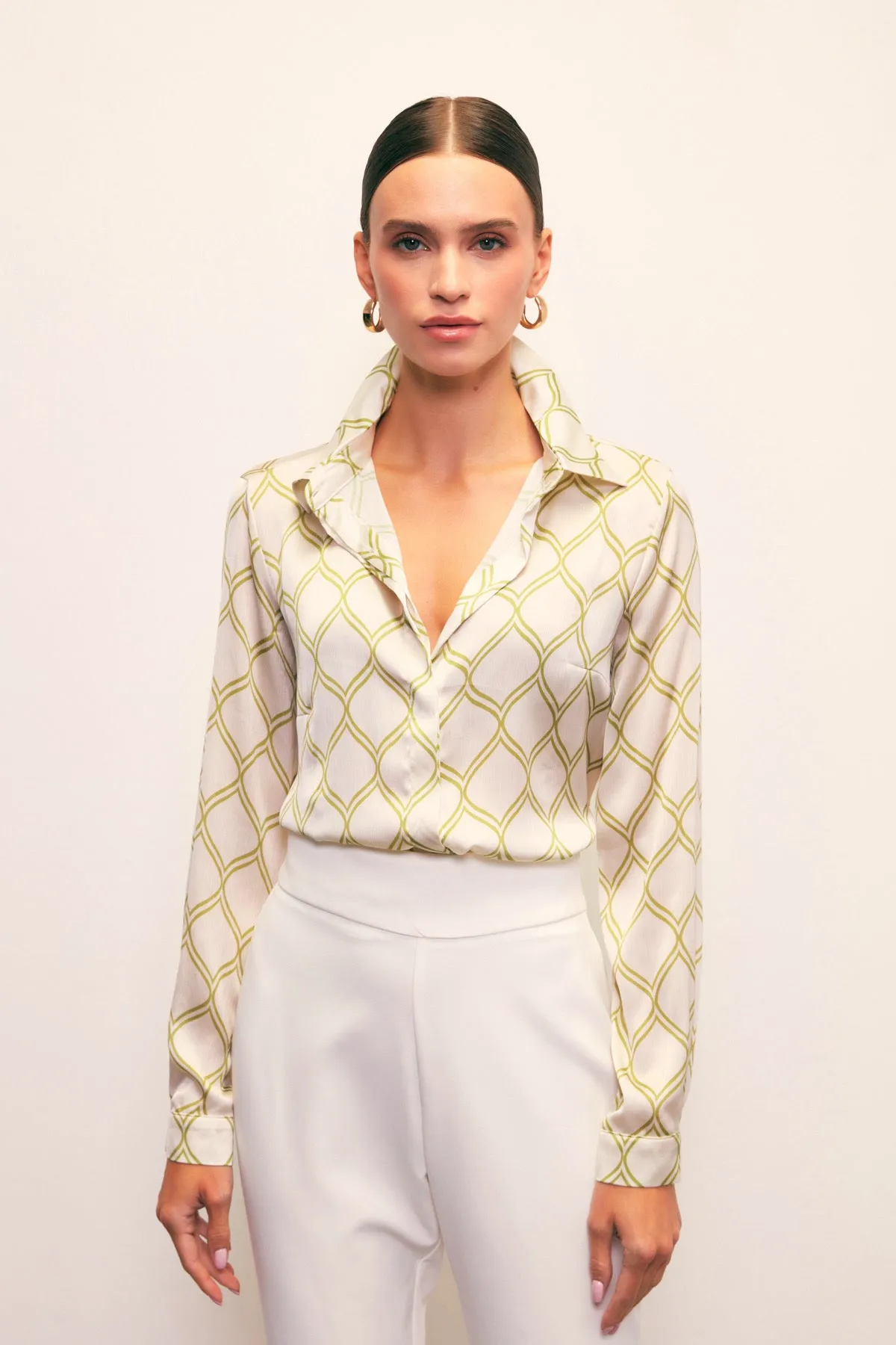 Patterned Classic Shirt - Beige