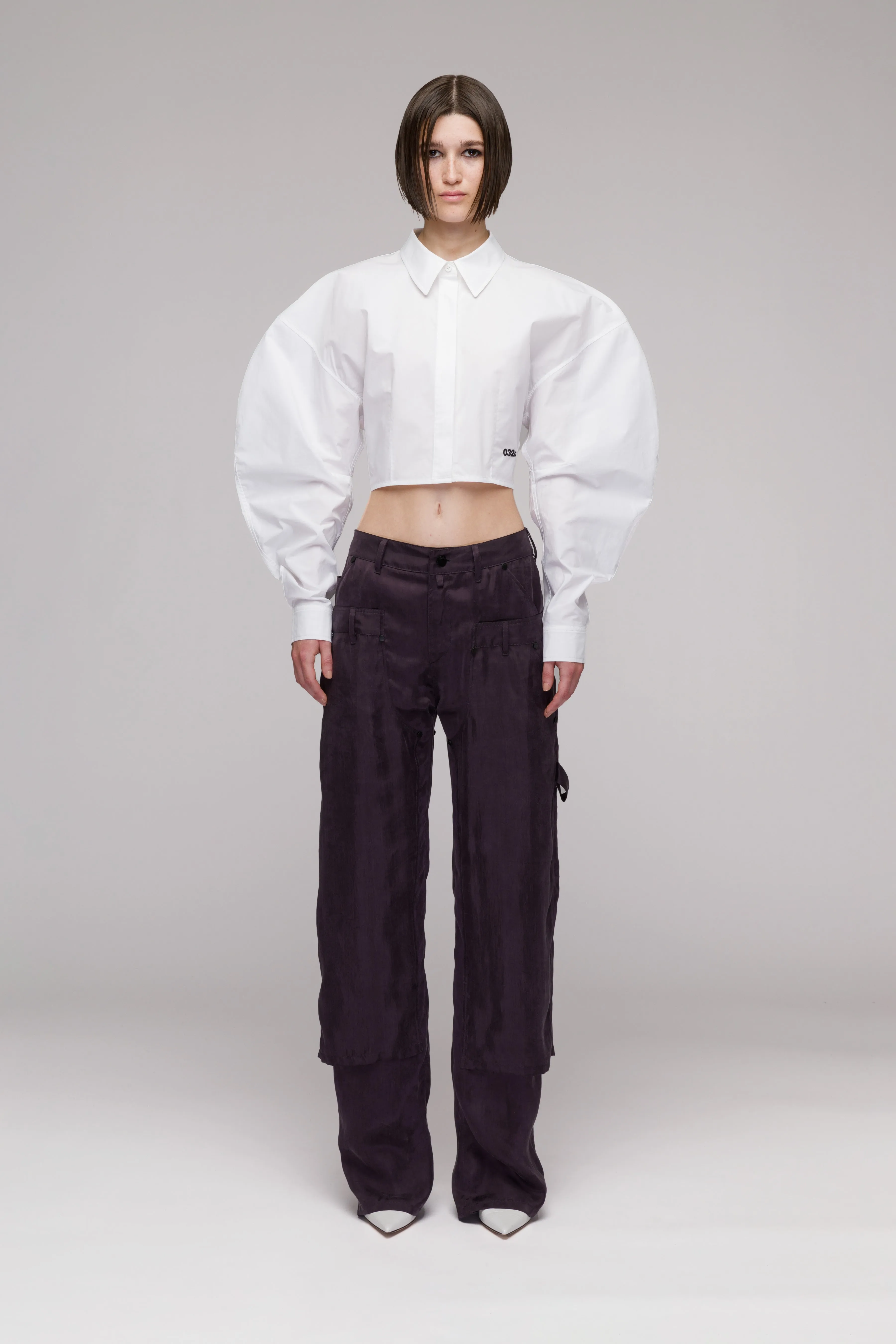 "ARCHER" WOVEN CROPPED SHIRT