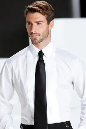 "Marco" White Pleated Laydown Tuxedo Shirt