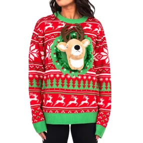 Reindeer Trophy Head 3D LED Sweater