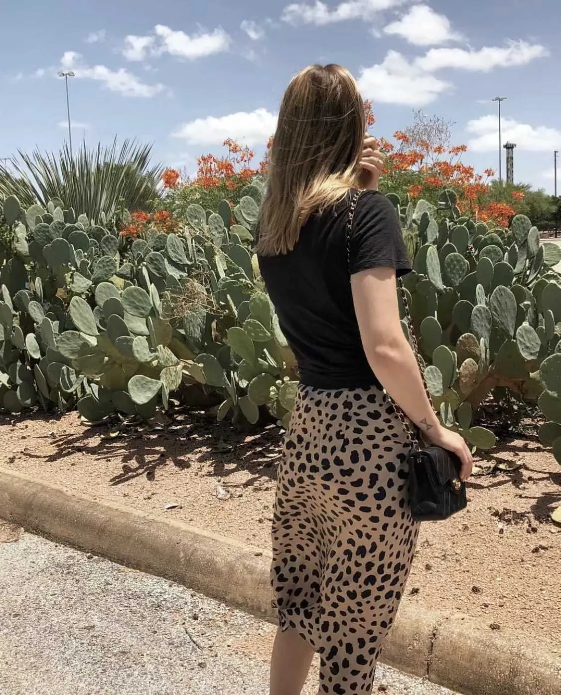 Retro Elastic Band High Waisted Leopard Print Satin Midi Skirt