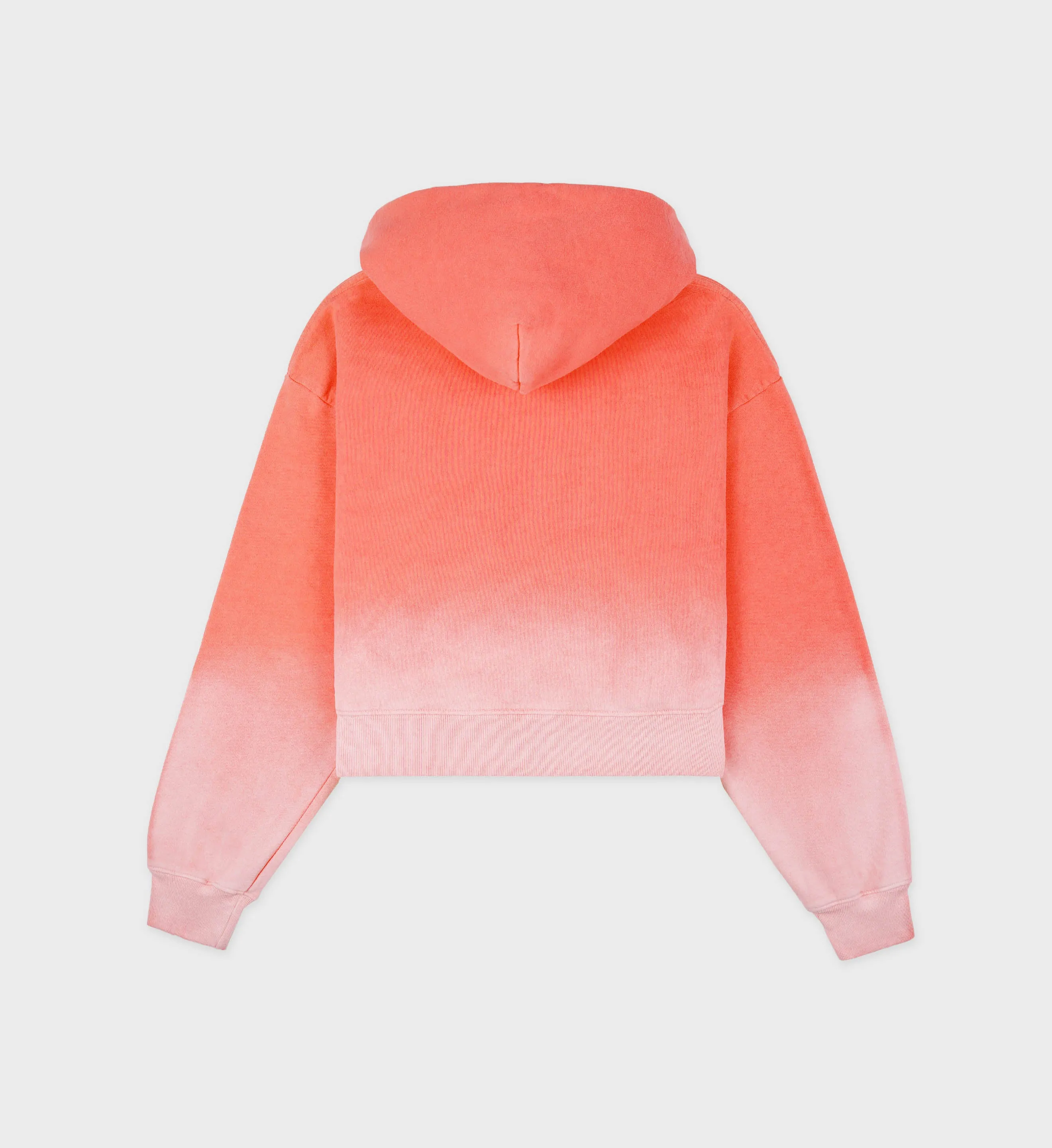 Serif Logo Cropped Hoodie - Dip Dye Pink/White