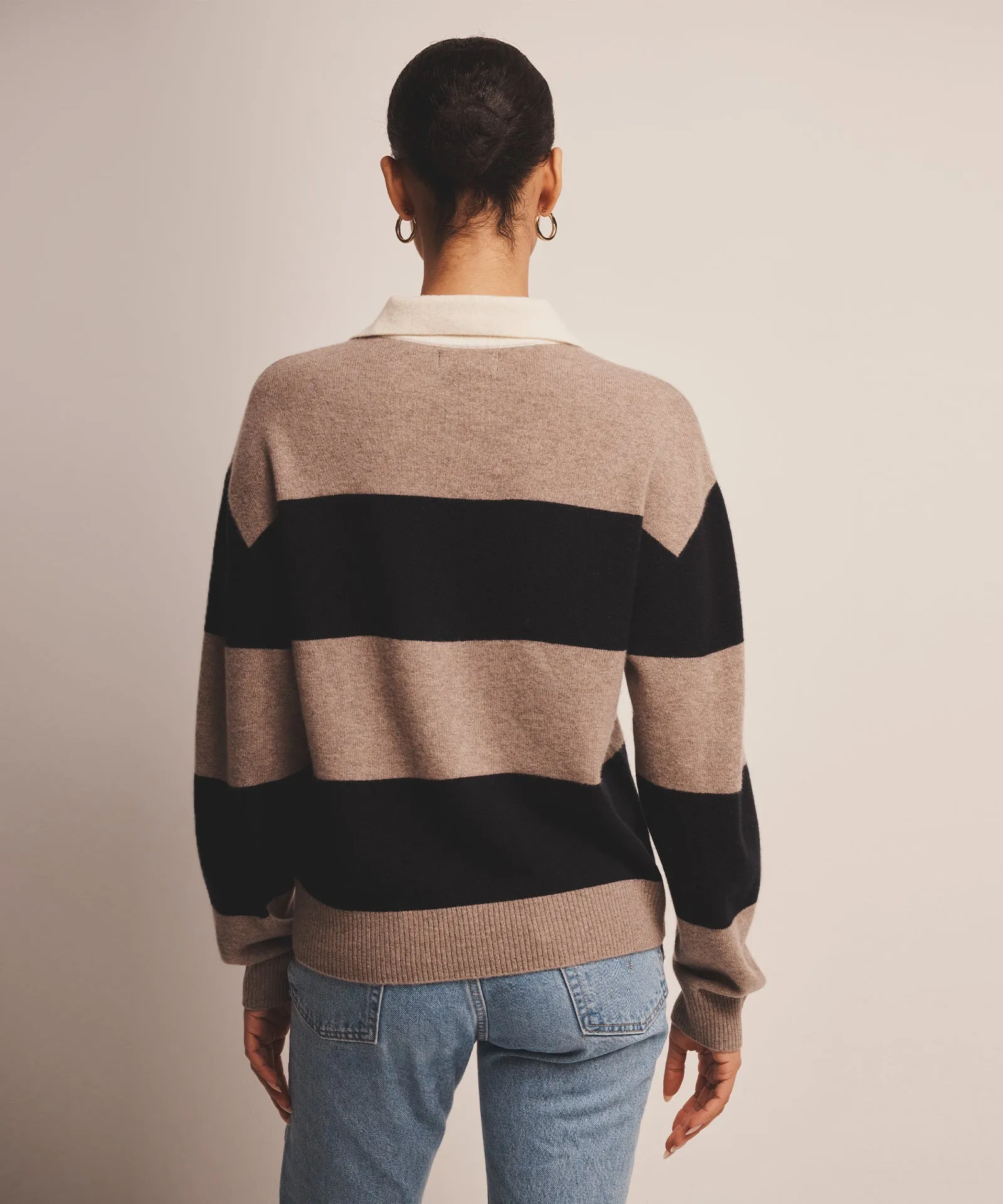 Signature Cashmere Striped Rugby Polo