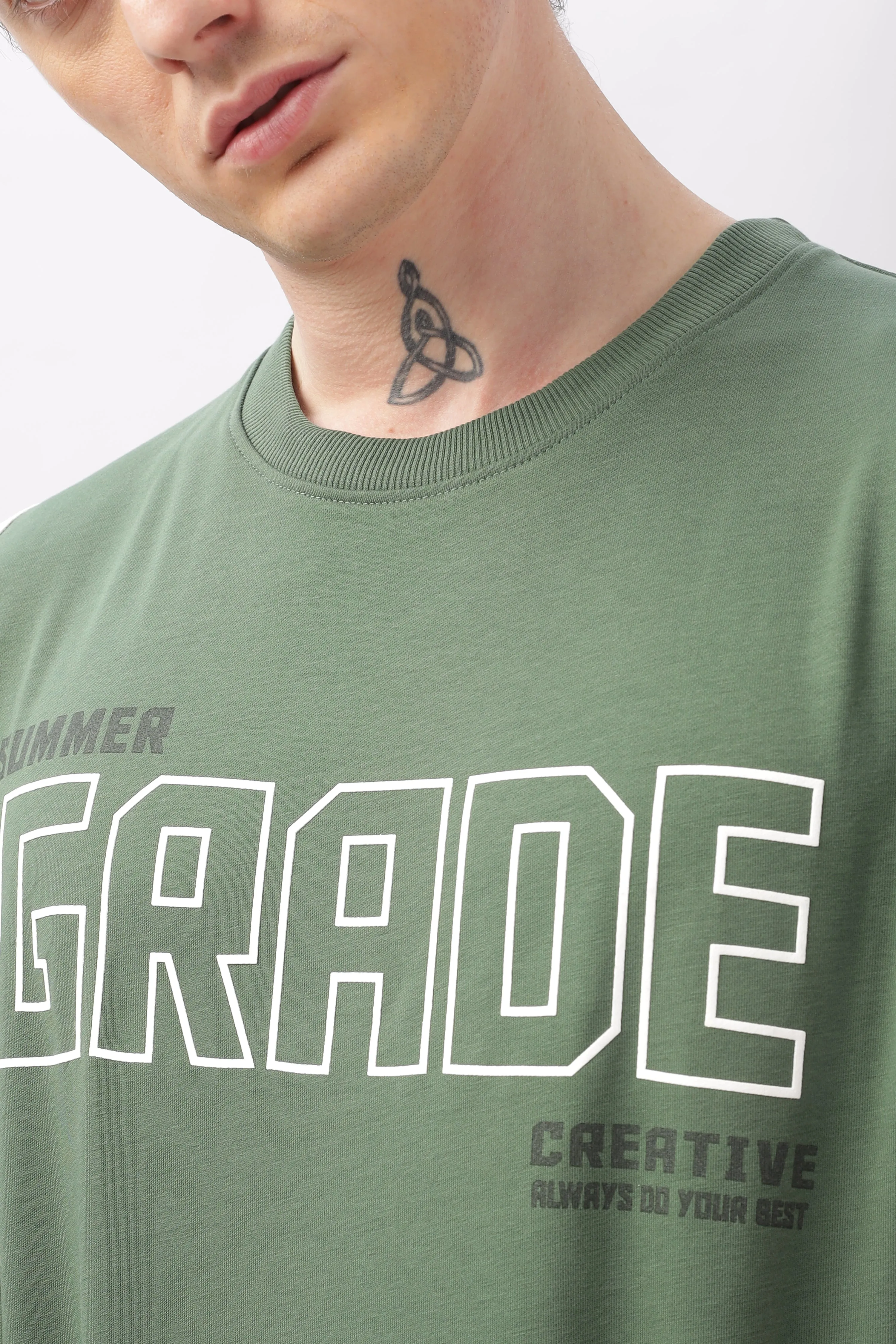 Summer Grade Drop Shoulder Green  T-shirt